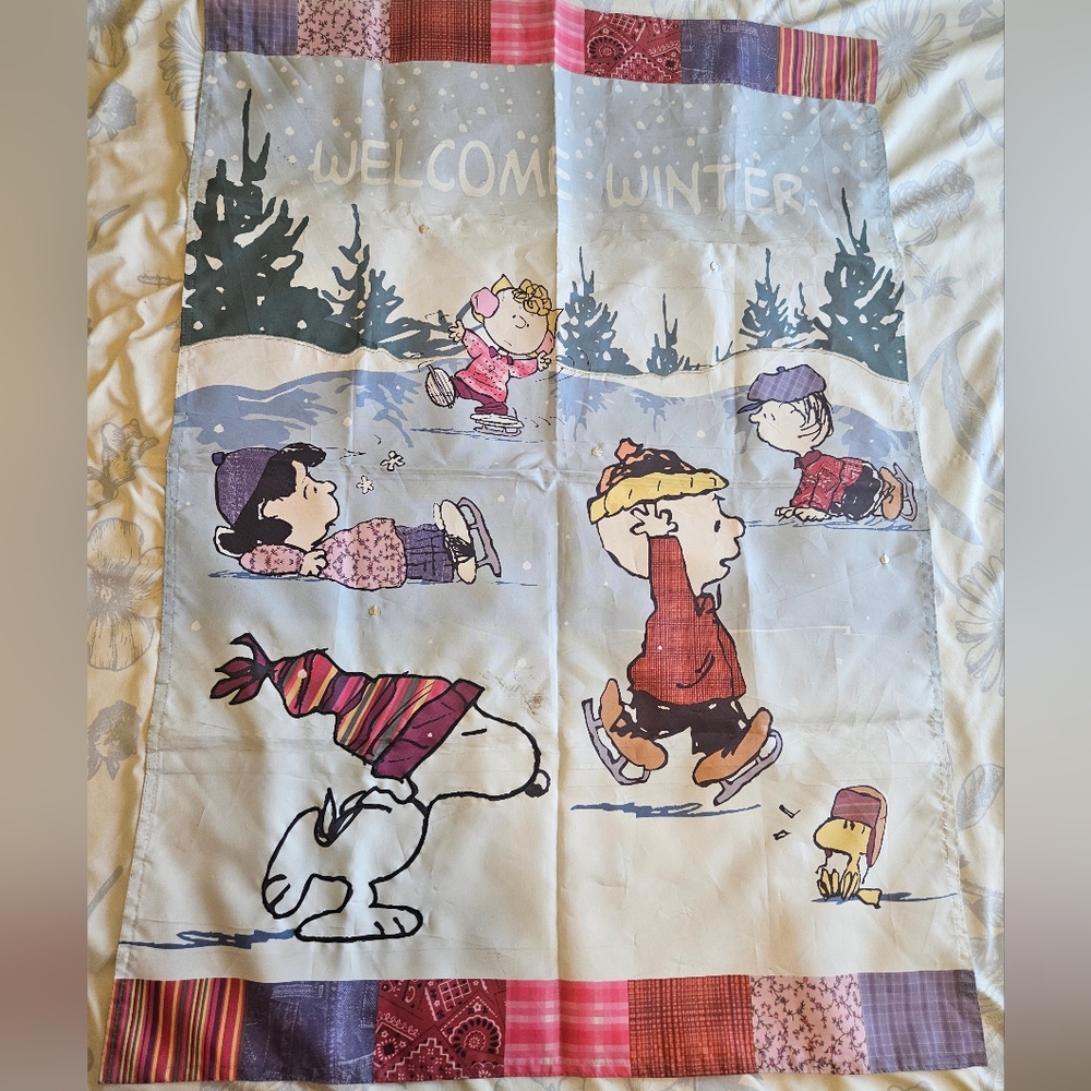 Peanuts Winter Holiday Flag with Characters